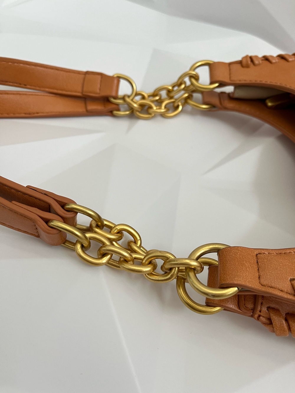 Antik Kraft Cognac Leather Shoulder Bag with Gold Hardware New - Picture 10 of 16